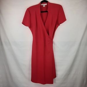 David Warren New York Red Silk Wrap Dress Size SP